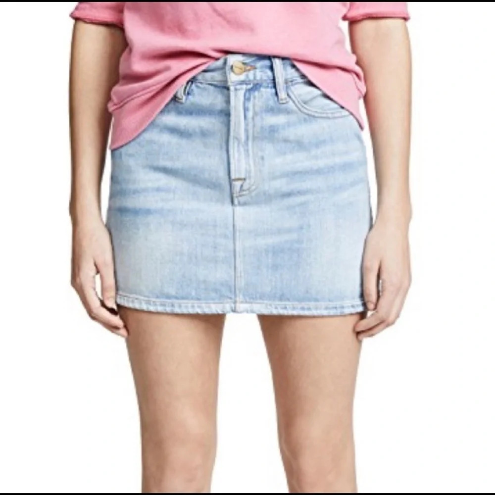Frame Le Mini Ryde Wash Distressed Denim Skirt - Picture 3 of 15